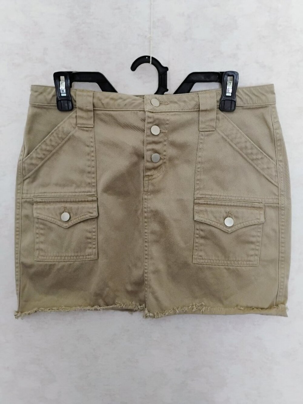 Moda International khaki cargo mini skirt women size 8